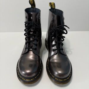 Dr. Martens Pascal Boots Women Size 7 Leather Lace Up Chunky Grunge Pewter Gray